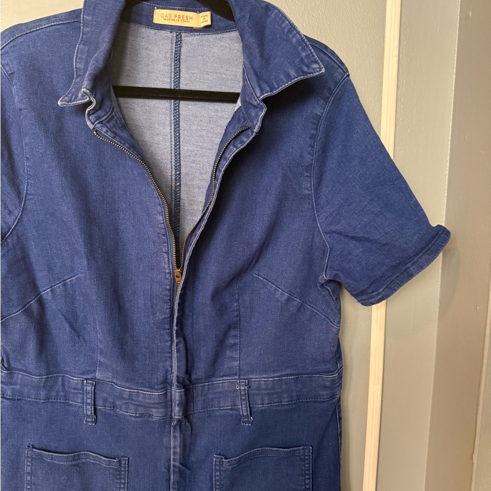 Gabi Fresh Blue Denim Collared Jumpsuit
